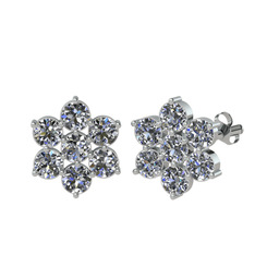 Pansy Çiçek Küpe - Swarovski 18 ayar beyaz altın küpe #m264xg