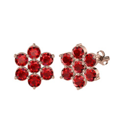 Pansy Çiçek Küpe - Garnet 18 ayar rose altın küpe #ze3iva