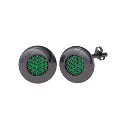 Lida Altıgen Küpe - Yeşil kuvars 925 ayar siyah rodyum kaplama gümüş küpe #18di1pv