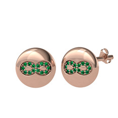 Lida Sonsuzluk Küpe - Yeşil kuvars 925 ayar rose altın kaplama gümüş küpe #70fisl