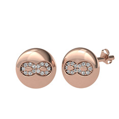 Lida Sonsuzluk Küpe - Swarovski 8 ayar rose altın küpe #eeaauz