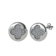 Swarovski 8 ayar beyaz altın küpe