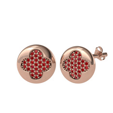 Garnet 925 ayar rose altın kaplama gümüş küpe