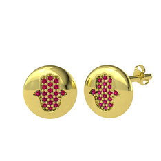 Rodolit garnet 18 ayar altın küpe