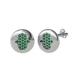 Lida Hamsa Küpe - Yeşil kuvars 925 ayar gümüş küpe #6tk591