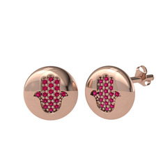 Rodolit garnet 925 ayar rose altın kaplama gümüş küpe
