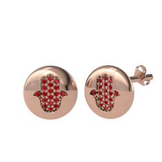 Garnet 18 ayar rose altın küpe