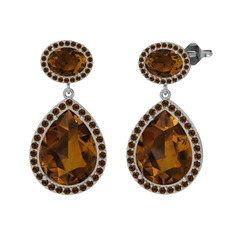 Lupine Küpe - Dumanlı kuvars 925 ayar gümüş küpe #12qgd96