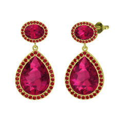 Lupine Küpe - Rodolit garnet ve garnet 18 ayar altın küpe #14nl1am