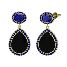 Lupine Küpe - Siyah zirkon ve lab safir 925 ayar altın kaplama gümüş küpe #18orcdi