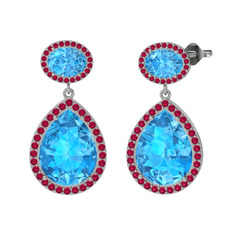 Lupine Küpe - Akuamarin ve rodolit garnet 925 ayar gümüş küpe #18sssbl