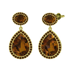 Lupine Küpe - Dumanlı kuvars 14 ayar altın küpe #1cy33pm