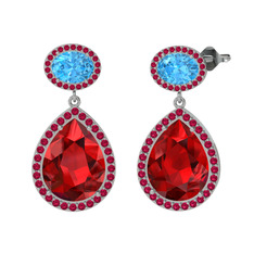 Lupine Küpe - Garnet, akuamarin ve rodolit garnet 925 ayar gümüş küpe #1f206fo