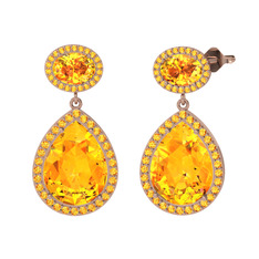 Lupine Küpe - Sitrin 18 ayar rose altın küpe #1fksqym