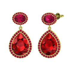Lupine Küpe - Garnet ve rodolit garnet 8 ayar altın küpe #1ghcszd