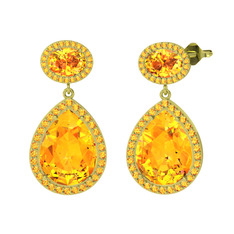 Lupine Küpe - Sitrin 14 ayar altın küpe #1jx375d