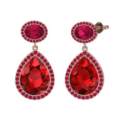 Garnet ve rodolit garnet 18 ayar rose altın küpe