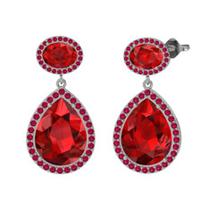 Lupine Küpe - Garnet ve rodolit garnet 14 ayar beyaz altın küpe #1nn7bq6