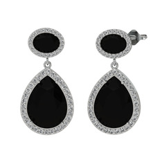 Lupine Küpe - Siyah zirkon ve beyaz zirkon 18 ayar beyaz altın küpe #1oe3vtp