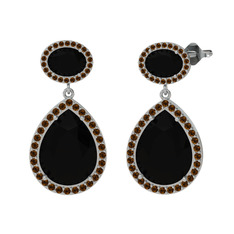 Lupine Küpe - Siyah zirkon ve dumanlı kuvars 925 ayar gümüş küpe #1tnuzqb