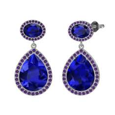 Lupine Küpe - Lab safir ve ametist 925 ayar gümüş küpe #1vmuzwo