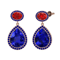Lab safir ve garnet 8 ayar rose altın küpe