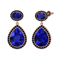 Lupine Küpe - Lab safir ve siyah zirkon 14 ayar rose altın küpe #djz34q