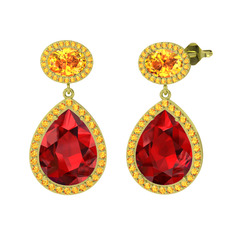 Lupine Küpe - Garnet ve sitrin 925 ayar altın kaplama gümüş küpe #e60ic8