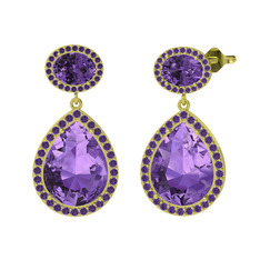 Lupine Küpe - Ametist 18 ayar altın küpe #jjpqt5