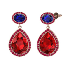 Lupine Küpe - Garnet, lab safir ve rodolit garnet 14 ayar rose altın küpe #lq1gah