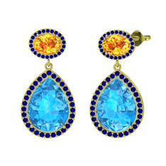 Lupine Küpe - Akuamarin, sitrin ve lab safir 925 ayar altın kaplama gümüş küpe #muodaa