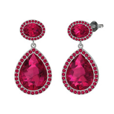 Lupine Küpe - Rodolit garnet 18 ayar beyaz altın küpe #nxmq20