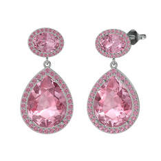 Lupine Küpe - Pembe kuvars 18 ayar beyaz altın küpe #ox16le