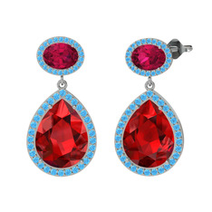 Lupine Küpe - Garnet, rodolit garnet ve akuamarin 8 ayar beyaz altın küpe #ozg8j0