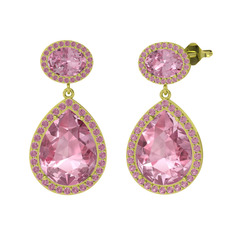 Lupine Küpe - Pembe kuvars 14 ayar altın küpe #q96wu3