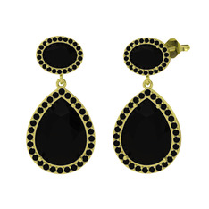 Lupine Küpe - Siyah zirkon 18 ayar altın küpe #s2z72k