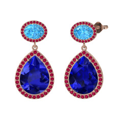 Lupine Küpe - Lab safir, akuamarin ve rodolit garnet 8 ayar rose altın küpe #vqwhky