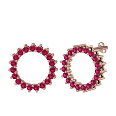 Rodolit garnet 925 ayar rose altın kaplama gümüş küpe
