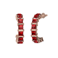 Garnet 8 ayar rose altın küpe
