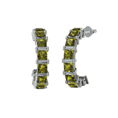 Peridot 8 ayar beyaz altın küpe