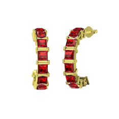 Garnet 14 ayar altın küpe