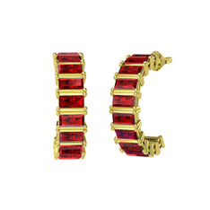 Garnet 18 ayar altın küpe