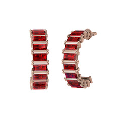 Garnet 18 ayar rose altın küpe