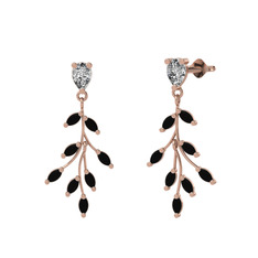 Swarovski ve siyah zirkon 14 ayar rose altın küpe
