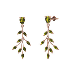 Peridot 8 ayar rose altın küpe