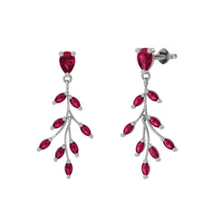 Dentale Yaprak Küpe - Rodolit garnet 8 ayar beyaz altın küpe #1oo5tdw
