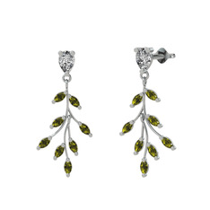 Dentale Yaprak Küpe - Swarovski ve peridot 925 ayar gümüş küpe #1x117on