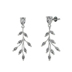 Swarovski 14 ayar beyaz altın küpe