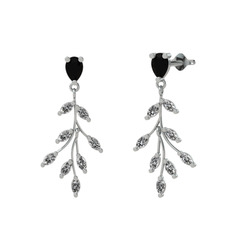 Siyah zirkon ve swarovski 8 ayar beyaz altın küpe