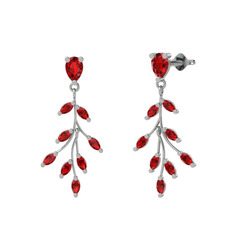 Garnet 18 ayar beyaz altın küpe